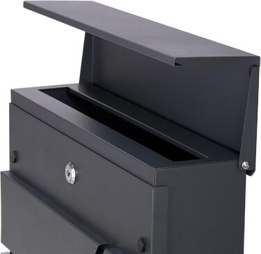 Поштовий ящик Verda з газетницею, нержавіюча сталь, антрацит, 37x37x11 см, з ключами, вікном та табличкою для імені - сучасний вуличний поштовий ящик