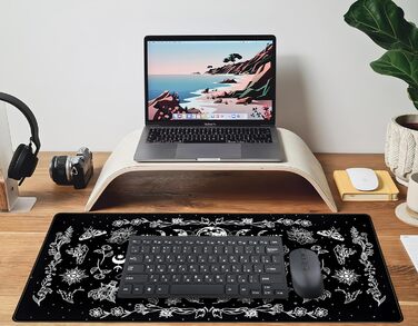 Килимок для миші Moon Mushroom Gaming XXL 80x40 см, Чорно-білий, Готичний, для ігор