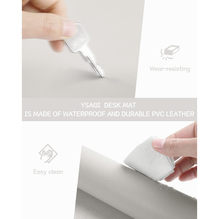 Підкладка під мишу YSAGi з шкіри, 80x40 см - захист столу для офісу та дому (сірий)