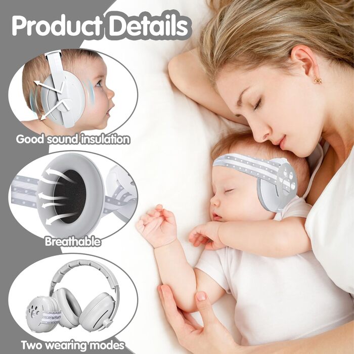 Навушники для захисту вух немовлят, 2 в 1, захист від шуму, для сну, подорожей, гучних місць