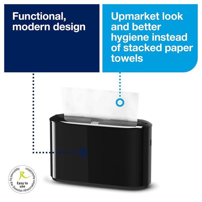 Tork Xpress Table Dispenser for Multifold Paper Towels 552200, Elevation Design - H2 Table Paper Towel Dispenser for Folded Towels, single-sheet dispensing, compact design, white, 21.8 x 32.3 x 11.6 cm (Black, Bundle with Paper Towels 20 x 237 Paper)
