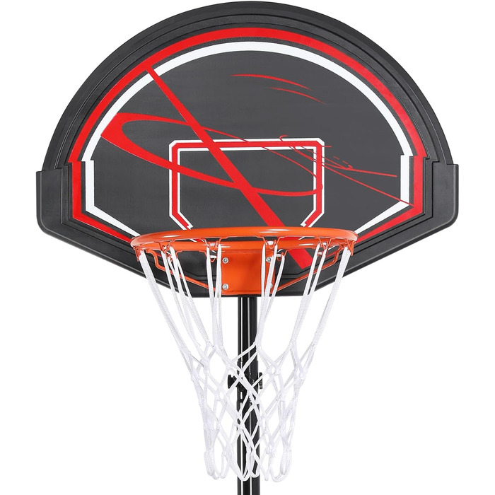 Yaheetech Portable Outdoor Basketball Hoop Stand with Wheels - Adjustable Height 217-277cm Black