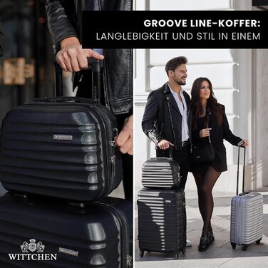 Набір валізWITTCHEN 3в1: велика, середня, маленька. Чорний, ABS, з коліщатками на 360°, TSA-замок. Підходить для Lufthansa, Eurowings, Ryanair, Condor