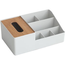 Tissue Box, Tissue Holder Box, Multifunctional Tissue Holder with Stylish Remote Control Desk, Cosmetic Tissue Box for Office Bedroom Car (B grey)