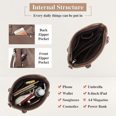 Сумка жіноча VINBAGGE PU шкіра, шопер, вінтажний стиль, для офісу та на кожен день (кава)