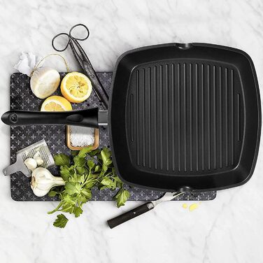 Сковорода гриль 28x28 см з алюмінію з індукційним дном, антипригарна PFOA-free, легка в очищенні