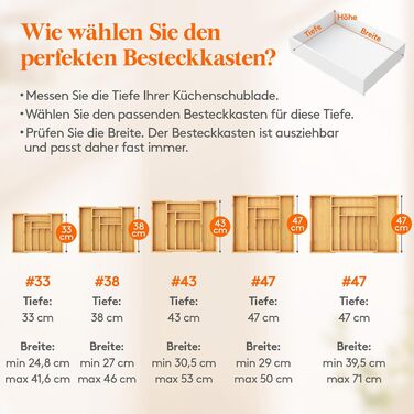 Органайзер для столових приборів Lifewit в шухляду, бамбуковий, 33x25-42x47 см, висувний лоток для ложок, виделок, ножів
