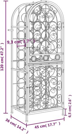 vidaXL Wine Rack 35 Bottles Metal Bottle Shelf Bottle Stand Wine Cabinet (45 x 36 x 120 cm)