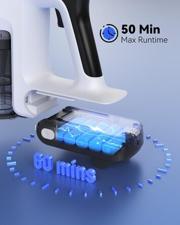 Бездротовий пилосос AlloyMove A01 Grau: потужний акумуляторний пилосос з 48kPa, 550W, 65 хвилин роботи, фільтрація 99.9%, об'єм 1.5L, для волосся, килимів, твердих поверхонь та з настінною підставкою