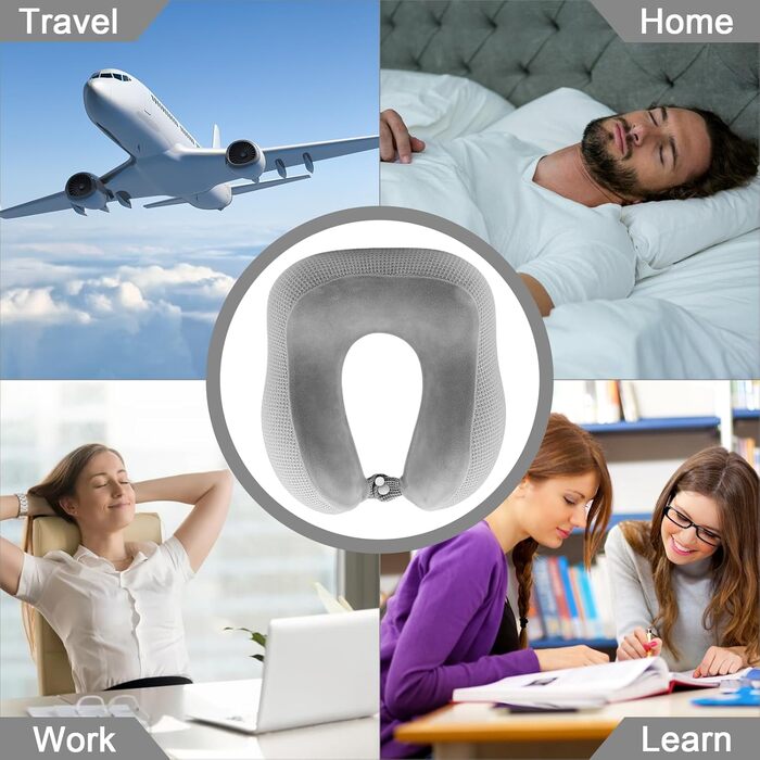Подушка для шиї у літак, подушка для подорожей Memory Foam, подушка для шиї Travel, подушка-вовчок для дорослих, подушка для шиї з маскою для сну, беруші, чохол, ідеально для літака, авто, дому, офісу