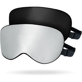 Набір шовкових масок для сну OLESILK (2 шт.) - 100% матуюча шовкова тканина, для жінок та чоловіків, унісекс, для дому та подорожей (Сріблясто-сірий + Чорний)