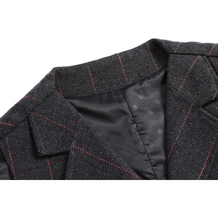 Чоловіча жилетка в клітинку 'Риб'яча клітка' - костюмна жилетка, чорна, розмір XXL