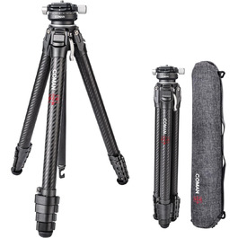 Карбоновий штатив для камери COMAN Zero Y з панорамною кулькою 360° та Arca Swiss, відеоштатив для DSLR, висота 15.3–156.7 см, навантаження до 18 кг