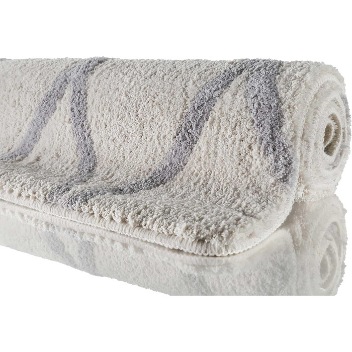 Homie Living Bath Mat, Non-Slip and Washable Fluffy Rug with Soft Pile, San Bosa (60 x 100 cm, Beige Grey) Beige Grey 60 x 100 cm