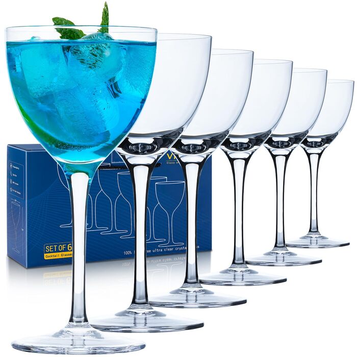 Набір келихів для Мартіні Martini-Gläser 6 шт., 170 мл, кришталь без свинцю, для Мартіні, Манхеттена, Негроні, аперитивів – ефектні келихи для бару в подарунковій упаковці