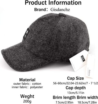 Зимові шапки Gisdanchz 7-7 1/2 з навушниками, унісекс, для роботи та спорту на відкритому повітрі (сірий)