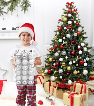 Новорічні кулі BLAZOR, 36 шт, 4 см, пластикові, червоні, золоті, срібні, для прикраси ялинки