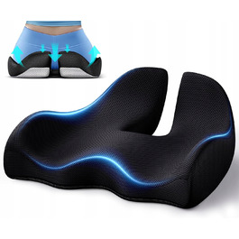 Ортопедична подушка для сидіння Benazcap, чорна, з ефектом пам'яті (Memory Foam), розмір M