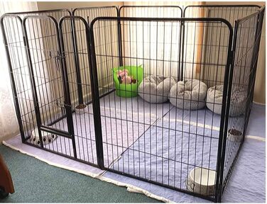 Клітка для собак, металева, для цуценят, гризунів, кроликів, розкладний вольєр, з дверцятами (310 x 2,5 x 75 см, 80 x 60 см)