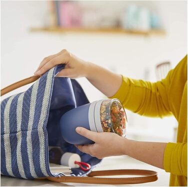 Mepal | Lunchpot Ellipse Mixed Mini | Vivid Lilac + Nordic Black | To-go muesli cup | Partition for yogurt & muesli | 300 ml + 120 ml | Suitable for freezer, microwave & dishwasher