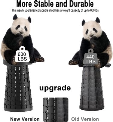 Тeleskopний складаний стілець для кемпінгу, риболовлі та відпочинку на природі. Міцний, з вантажопідйомністю 280 кг, компактний, 25x25x45 см, колір: смарагдово-зелений