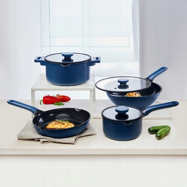 Каструля Ambition Qualum Ceramic Cobalt з керамічним покриттям, 24 см