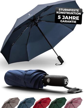 LOGAN & BARNES Парасолька штормостійка до 140 км/год - компактна, з тефлоновим покриттям, модель Boston, синього кольору