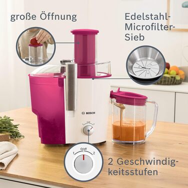 Соковижималка Bosch VitaJuice 2 MES25A0 для овочів та фруктів, XL-завантажувач, 700 Вт, сіра