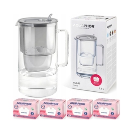 Скляний фільтр-віддільник Aquaphor Glass (сірий) + 4 фільтри Maxfor Mg з магнієм