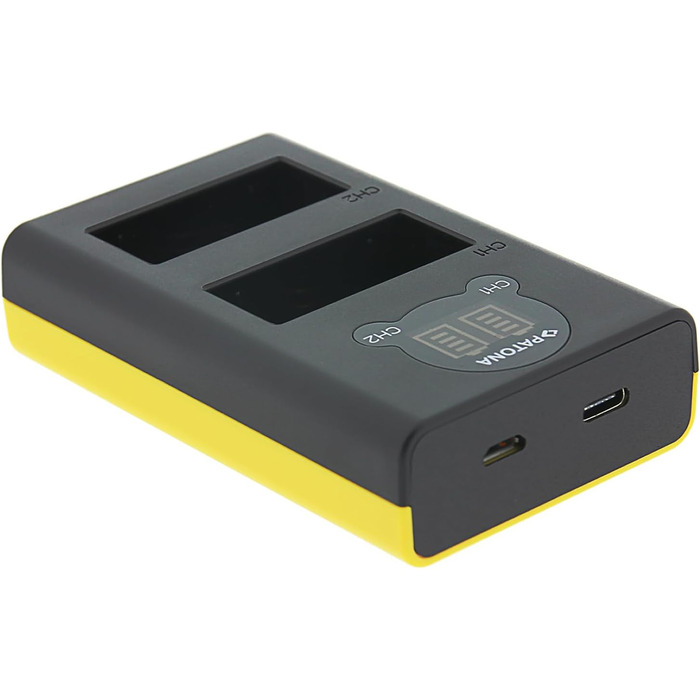 Зарядний пристрій Patona Dual LCD USB-C для акумуляторів Fujifilm NP-W126s/NP-W126 (X-T5, X-T50, X100VI, X-S10, X-T30, X-Pro3) з дисплеєм заряду + USB-кабель
