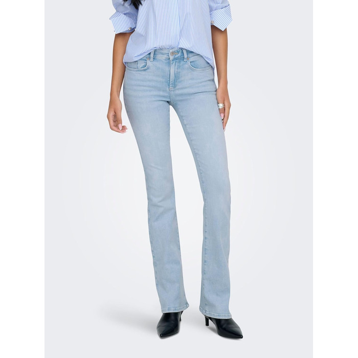 Джинси жіночі клешені ONLY BLUSH середньої посадки (L/32L, світло-блакитний денім)