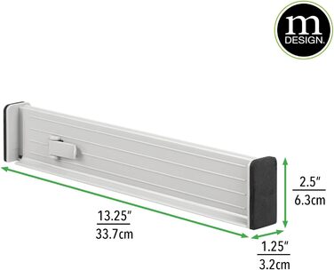 mDesign Adjustable Drawer Divider – Practical Drawer Organizer for Cabinets and Dressers – Flexible Plastic Drawer Dividers – 8-Piece Set – Smoke Gray and Black (Light Gray)