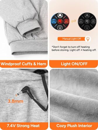 Обогріваючий жилет Dr.Prepare для чоловіків та жінок. Електричний жилет з регулюванням температури, унісекс. Ідеально для активного відпочинку, спорту та подорожей. (XXL, Сірий)