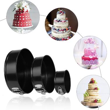 Набір форм для випікання тортів, круглі, знімний дно, антипригарне покриття, 3 розміри (10.2см, 18см, 22см)