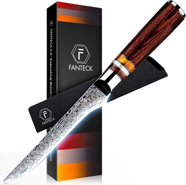 Ніж кухонний FANTECK 16см Дамаск, професійний шеф-ніж, ніж для овочів та фруктів, 67-шарів VG-10 сталь, ручка з пака-дерева