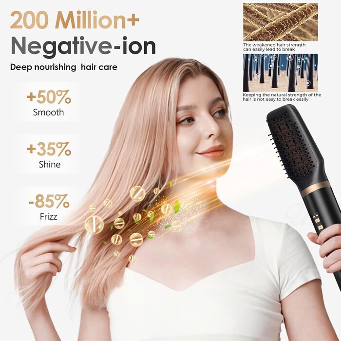 Набір для укладки Journeyside Airstyler: щітка-фен, плойка, випрямляч, 5 насадок, 1000W, чорний та золотий