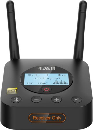 1Mii Bluetooth 5.1 Аудіо Адаптер з Низькою Затримкою aptX, 3D Surround для Підсилювача, Лаунспікерів, Оптичний/Коаксіальний/RCA AUX (B06Pro+ Medium)