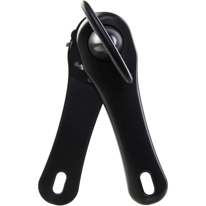 Відкривачка для банок Wenco ручна з інтегрованою пінцетом, безпечна, для правшів та лівшів, для людей похилого віку, 17 см, пластик/нержавіюча сталь, чорна (Версія 2021)