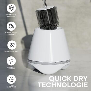 SAVEGA® Оригінальна силіконова щітка для унітазу - набір з тримачем - антибактеріальна, сіра, кругла