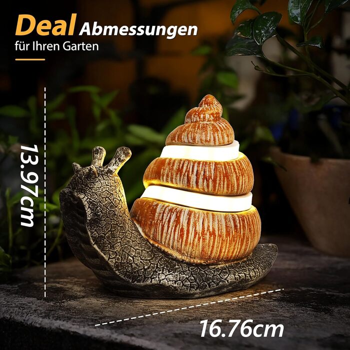 FLOWood Solar Garden Figurines, Snail's Pace Garden Decor for Outdoors with LED Strips, Home Balcony Decoration, Cute Figurines, Kawaii Gifts for Women/Mom, Room Decor for Terrace
