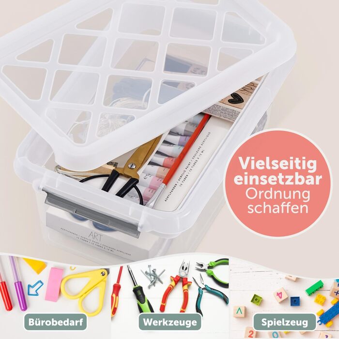 Blumtal Storage Box with Lid 32L Plastic - Storage Boxes 36.5x36x26.5 cm - Storage Boxes Made from 100% New Material with Locking Clips - Storage Boxes with Lid (5 Liters, 4-Piece Set)