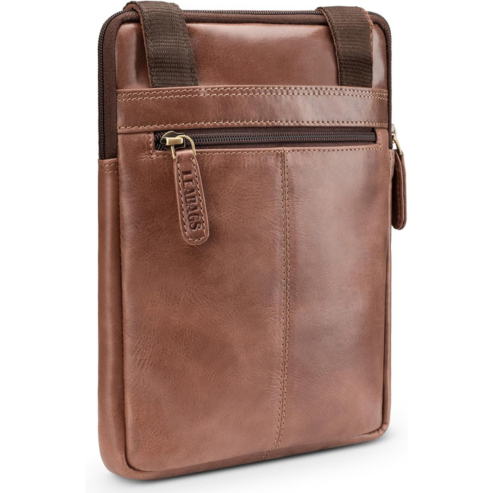 Сумка через плече LEABAGS з натуральної шкіри для чоловіків та жінок (Vintage Cognac)
