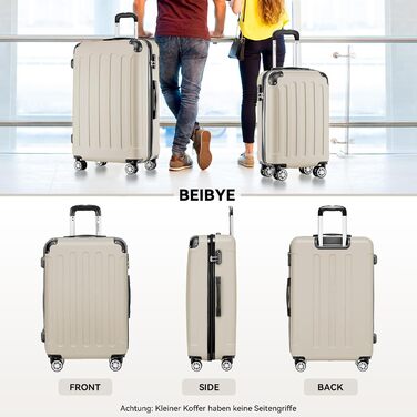 Набір валіз Beibye Hartschalen з ручкою-телескопом (M-L-XL) - темно-зелений, кремовий