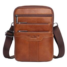 Шкіряна сумка-месенджер через плече Crossbody для чоловіків та жінок, коричнева