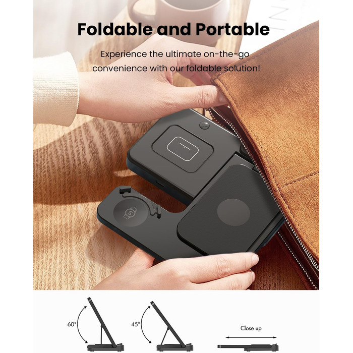 Бездротова зарядка GEEKERA 3-в-1 для Samsung: S25/S24/S23/S22, Galaxy Watch 8/7/6/5/4/3, Galaxy Buds (Чорний)