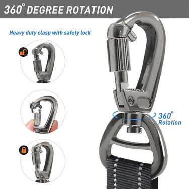 Тактична повідок для собак великих порід MegiaExist з контролем, авто-ремнем безпеки та світловідбиваючими нитками, 1.2 м, 1.8 м, повідка-телескопічна для тренувань, чорний