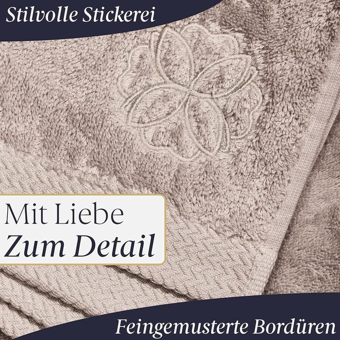 Liebenstein® Premium Towel Set - in beige - 2 shower towels 70x140 cm and 2 hand towels 50x100 cm made of finest cotton with 550 g/m² - exceptionally soft and absorbent