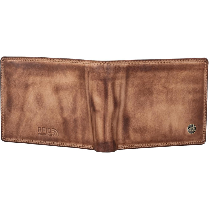 Чоловічий гаманець Volmer Leder з RFID-захистом, антикварний коричневий, місткий (9+4 картки)