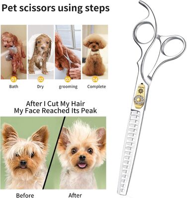 Професійна феншуерська ножиця для собак Dream Reach - 7 дюймів, 440C сталь, витончення 25%-35%