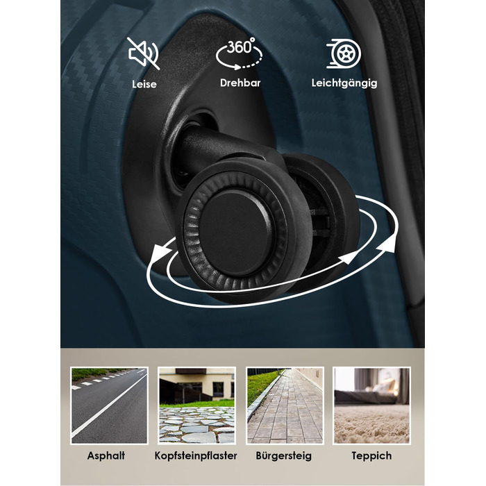 Набір валіз SMARTBOX Hartschalen 3 шт. | Розширювані, з TSA-замком, з відділом для ноутбука | Navy (S, 55 см)